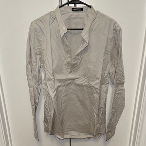 SHEIN Light Gray Casual Button Down Shirt